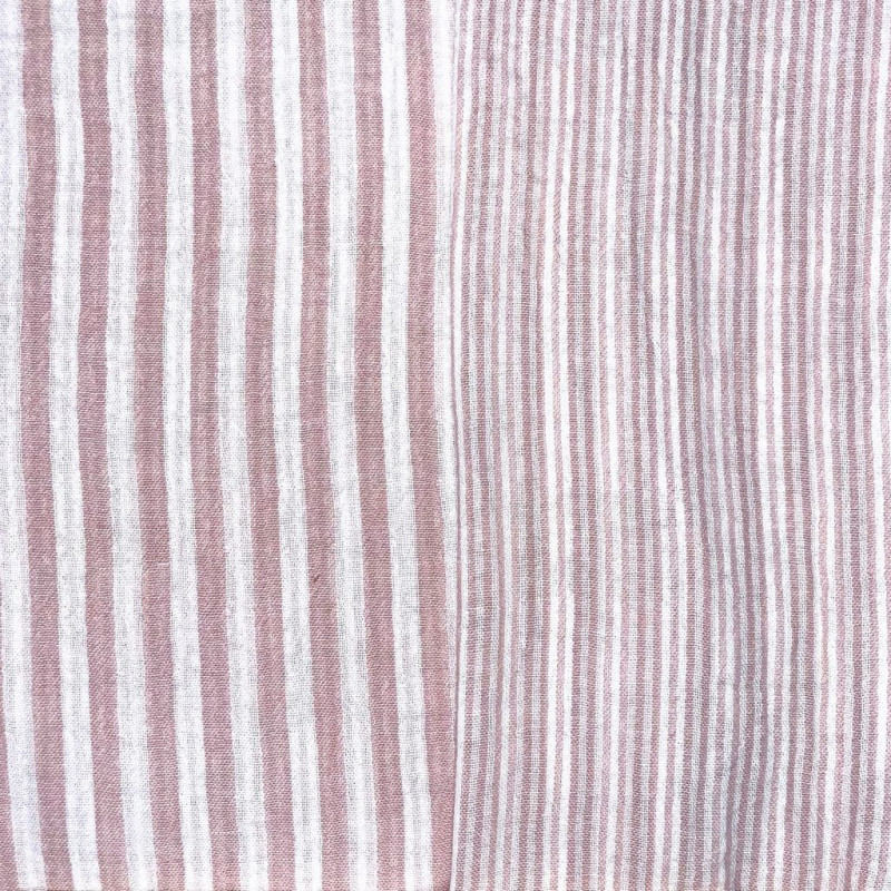Yarn-Dyed Double Gauze STRIPES Old Rose / Off-White